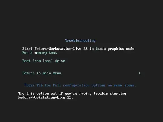 Fedora Workstation installer ISO Troubleshooting screen