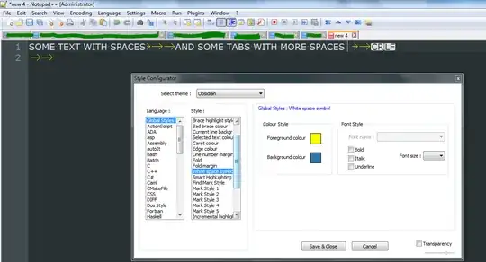 After changing whitespace foreground color for visibility / contrast - very distinct