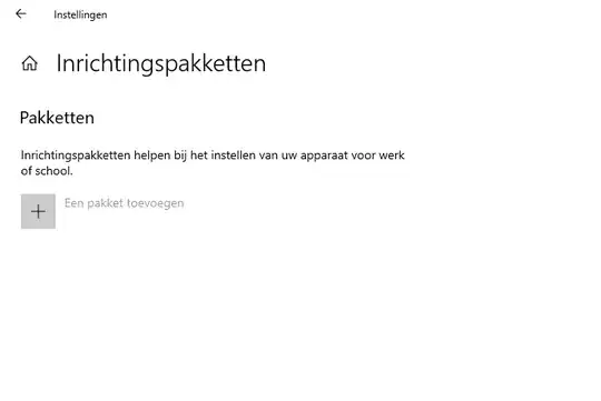 Provisioning package settings