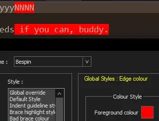 screenshot of effect of style configuration on the background mode (text on the right of the invisible line has a red background)