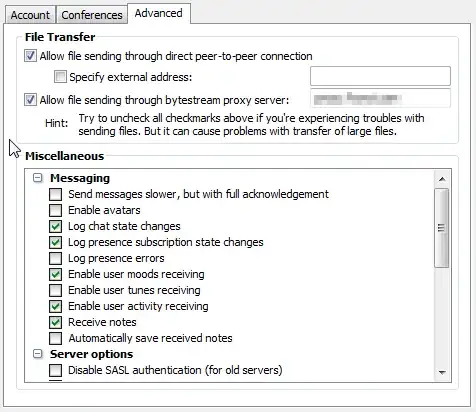Options dialog of Miranda IM