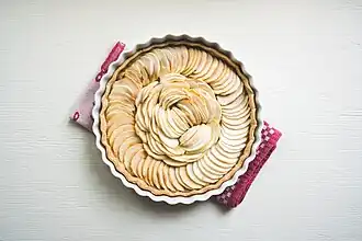 Tart in a ceramic fluted tart dish