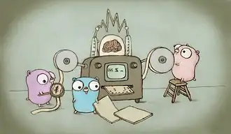 Go gopher mascots in a humorous scene.