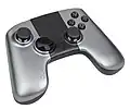 The two tone controller sports dual analog sticks and a direction pad, as well as a home button and touchpad.