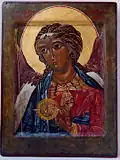 "St.Archangel Raphael", egg tempera, goldleaf on wood, sm 32x24