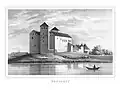 The castle drawn by Johan Knutson and published in Finland framställdt i teckningar [sv] in 1845