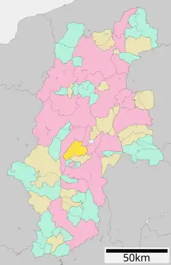 Location of Tatsuno in Nagano Prefecture