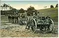 Postcard of the 1 Königlich Sächsische Maschinengewehr-Abteilung Nr. 12 (Royal Saxon Machine Gun Detachment No. 12) with MG 01 mounted on horse-drawn cart in Dresden, 1905.