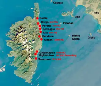 12th AF Groups on Corsica Airfield Complex, 1944