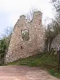 View of the Altenbaumburg towards the way up to the middle bailey from the lower bailey (today the carpark)