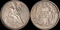 1873-CC Without Arrows Dime PCGS-MS-65 Rarest CC Coin. Only one specimen is known to exist
