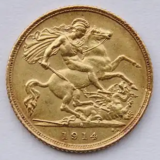 Image 16A 1914 British gold sovereign (from Money)