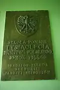 Plaque commemorating the construction of Primary School No. 2