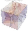 3D Voronoi mesh of 25 random points with 0.3 opacity and points