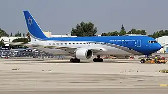 The Wing of Zion aka Israeli Air Force One (a Boeing 767) has its hangar at the Nevatim Airbase