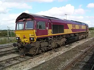 BR Class 66, no. 66108 at Didcot on 23rd August 2004. Image by Phil Scott (Our Phellap)