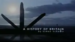 Series title over an intimated image of the Union Flag in wood on a beach