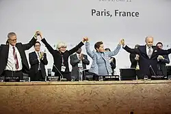 Image 6The Paris Agreement (formerly the Kyoto Protocol) is adopted in 2016. Nearly every country in the United Nations has signed the treaty, which aims to reduce greenhouse gas emissions. (from Environmental science)