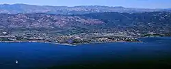 Aerial photo of the Goleta area from offshore