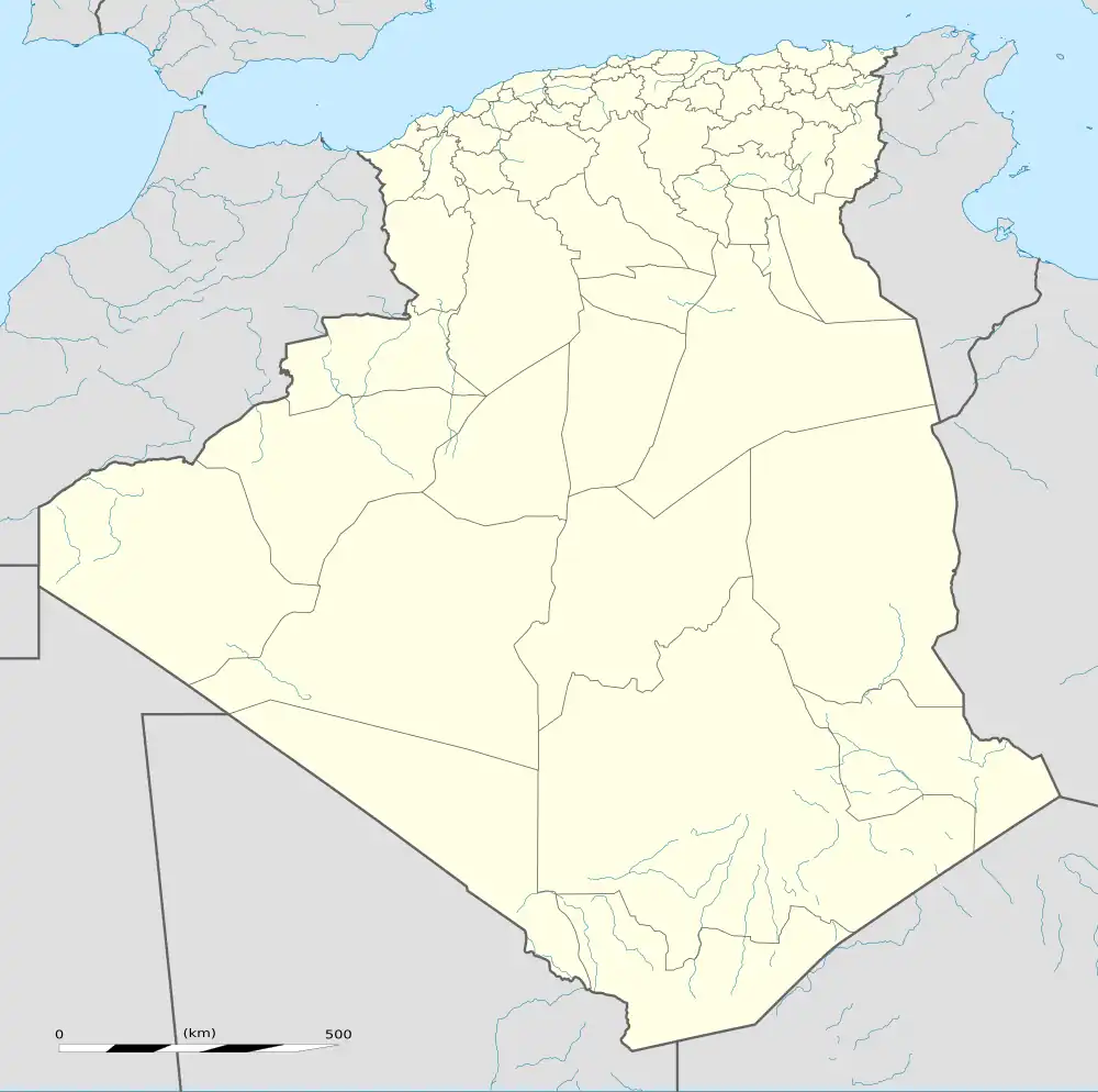 A map of Algeria with Oran marked in the north-west of the country.