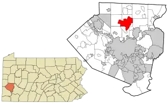Location in Allegheny County and the U.S. state of Pennsylvania
