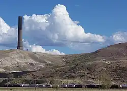 Small column at left side of hills