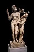 Group of Aphrodite, Pan and Eros; circa 100 BC; marble; height (without base): 1.32 m; National Archaeological Museum (Athens)[7]