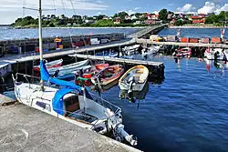 Arnager harbour and pier.