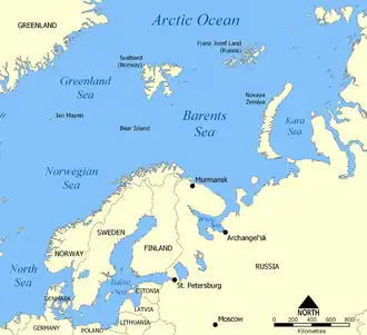 Map of the Barents Sea