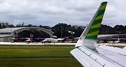 Sepinggan hangar and Batavia Air planes, taken from Citilink, 2014