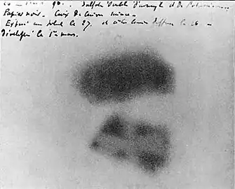 The photographic plate of Henri Becquerel, the first documented evidence of the radioactivity of uranium (1896)