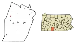 Location of New Paris in Bedford County, Pennsylvania.