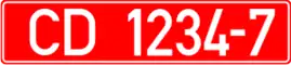Front and rear plates for cars and buses diplomatic missions, representatives of international organizations