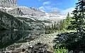 Boom Lake in Banff National Park. (A part of Boom Mountain in upper left corner of frame)