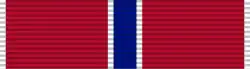 Width-44 scarlet ribbon with width-4 ultramarine blue stripe at center, surrounded by width-1 white stripes. Width-1 white stripes are at the edges.