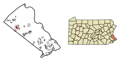 Location of Sellersville in Bucks County, Pennsylvania