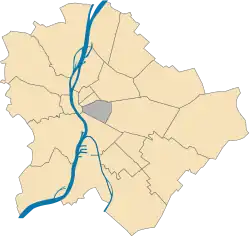 Location of District VIII in Budapest (shown in grey)