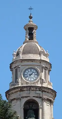 The bell tower, designed by Carmelo Sciuto Patti