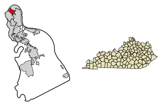 Location of Bellevue in Campbell County, Kentucky.