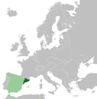 Location of the Catalan Republic within Europe