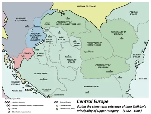 Eyalet of Temeşvar and surrounding regions in 1683