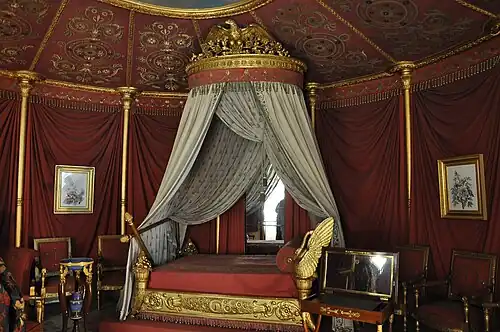 Luxurious chamber of Joséphine de Beauharnais with her original bed.