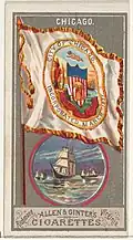 Allen & Ginter cigarette card with a drawing of a false flag, issued at a time when the city had no flag.