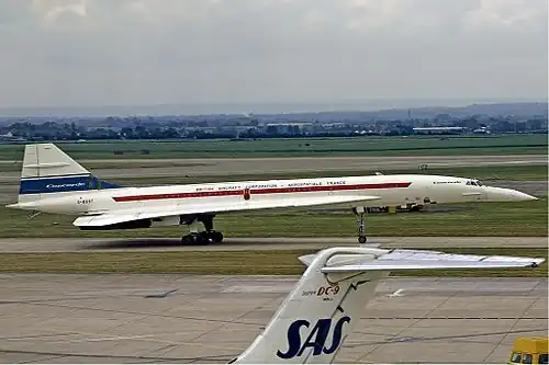 Prototype Concorde before tail was modified using Mach 2 application of area rule