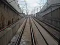 Connection ramp between the underground tunnel and the second elevated viaduct of the line 3, between the Plaza de la Bandera and CUCEI stations.
