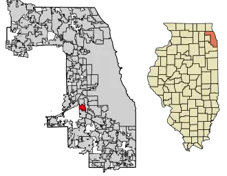 Location of Hickory Hills in Cook County, Illinois.