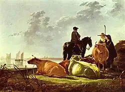 Aelbert Cuyp - Peasants and Cattle by the River Merwede (1658–60)