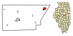 Location of Farmer City in De Witt County, Illinois.