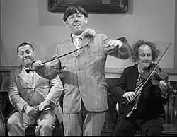 The Three Stooges produced multiple short comedy films with Columbia Pictures during the decade, making them icons.[17]