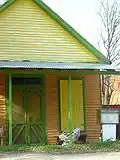 One of the brightly colored buildings in downtown Waverly